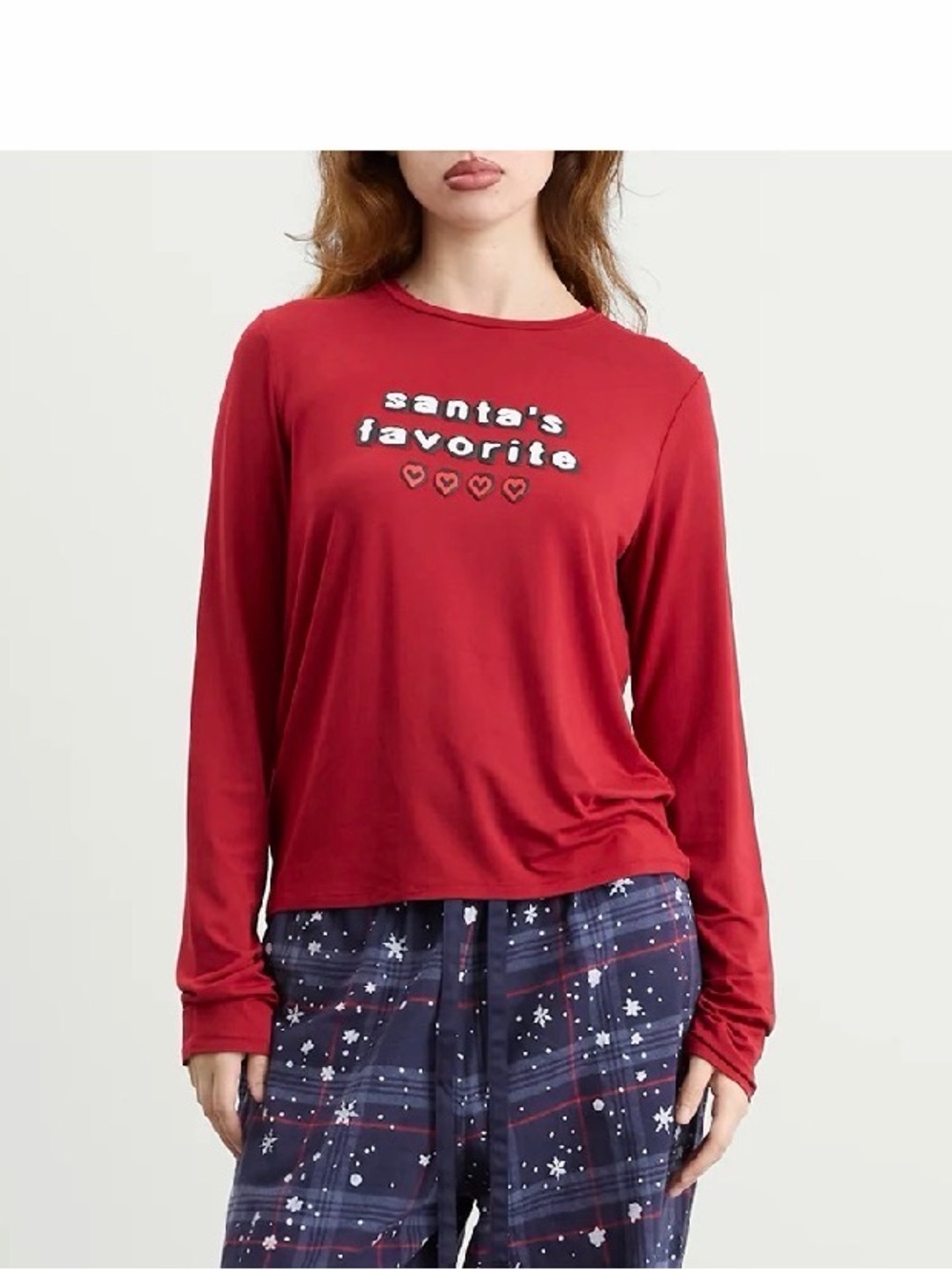 CFM SKIMS SLEEP LS TOP ONLY STYLE: ST-SET-10060W COLOR: SANTAS FAV PLAID SIZE: M
